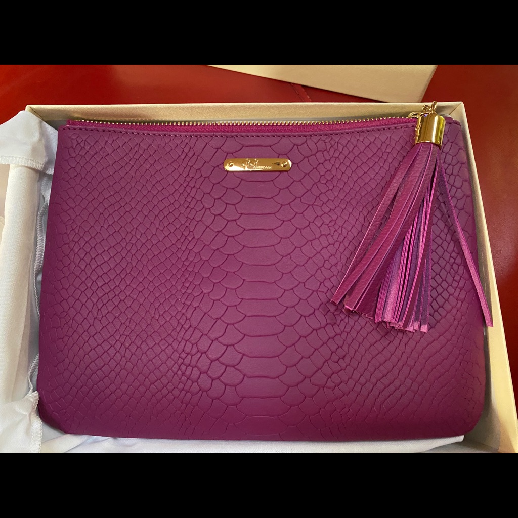 Gigi New Yor Fuchsia Leather Pouch -9.5x7